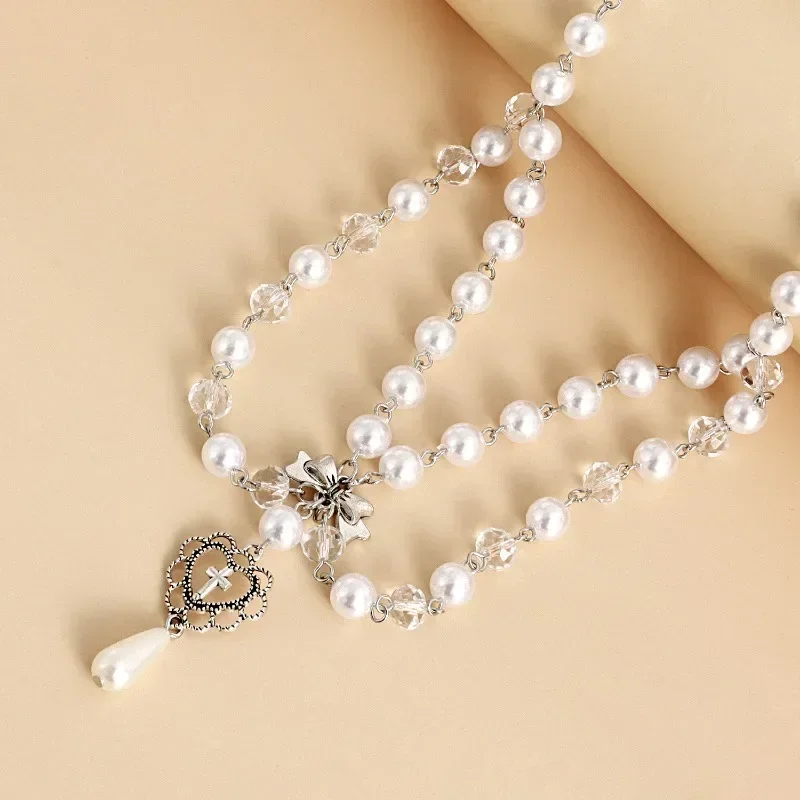 Punk Crosses Pendant Necklace  - Pearl Choker Necklace Vintage 评论和价格