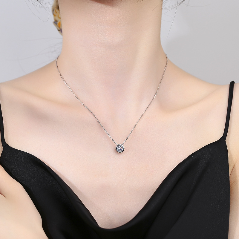 1ct 2ct 3ct D VVS1 Bezel Moiss - 925 Sterling Silver Chain Necklace Men 评论和价格