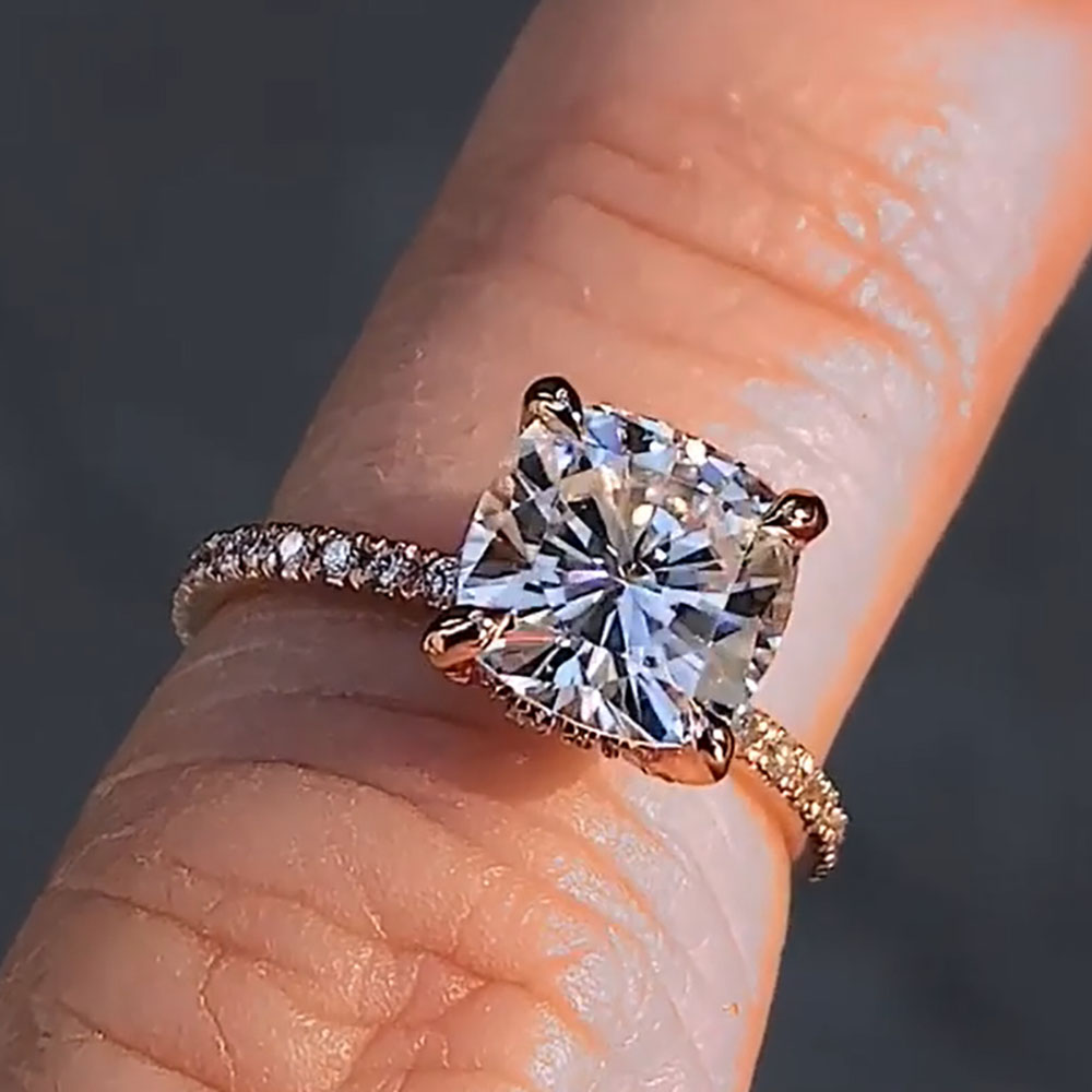 Custom Solid 14K Rose Gold Wom - Moissanite Engagement Ring 1 Carat 评论和价格