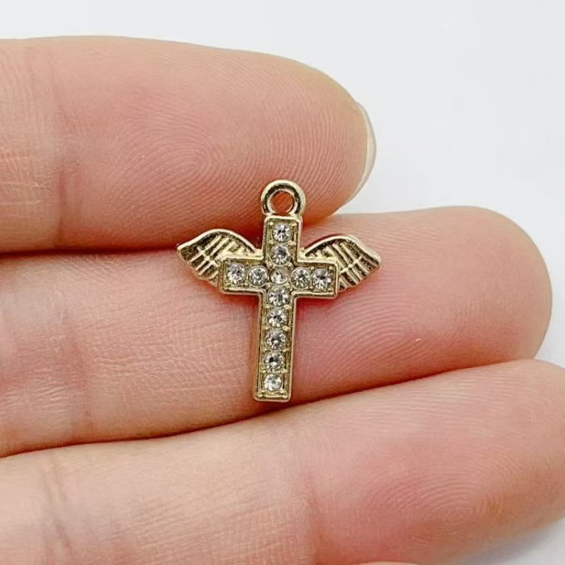 10pcs Diamond studded Gold Cro - Cross Pendant Necklace Gold 评论和价格