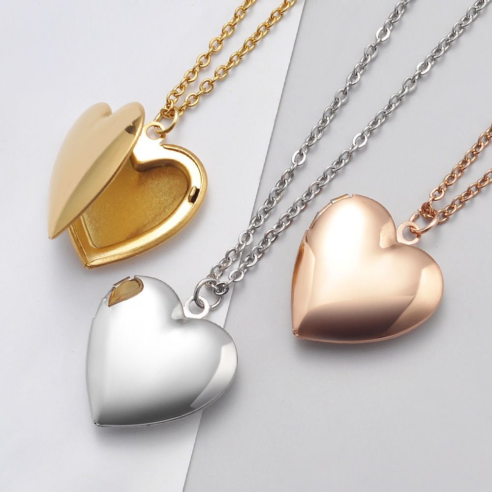 1PC Heart Shaped Photo Picture - Heart Locket Necklace Photo 评论和价格