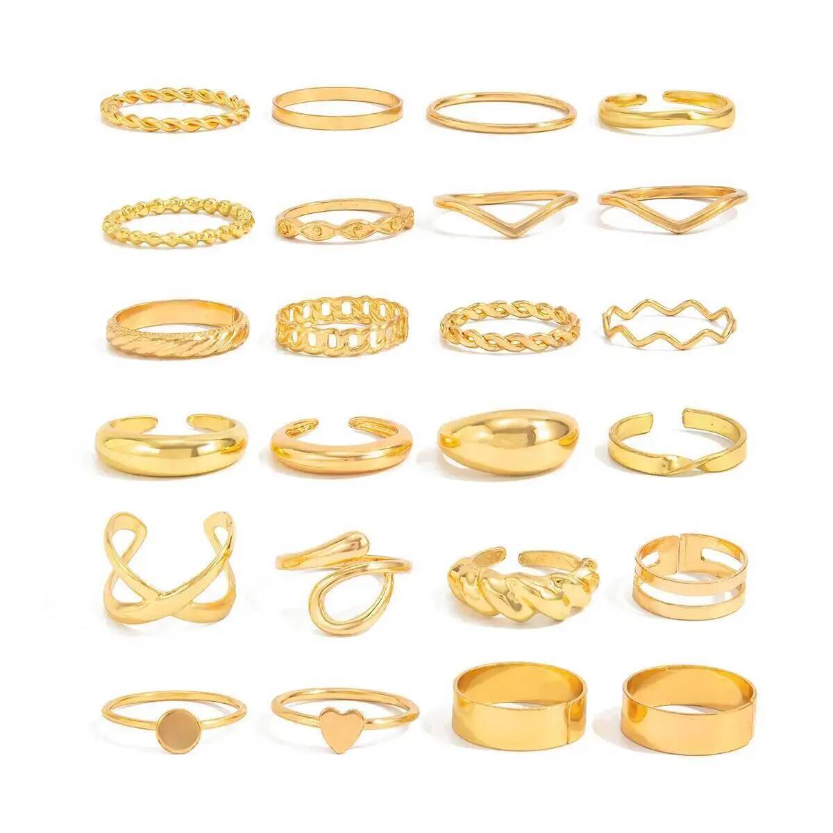 KunJoe 24Pcs/Set Trendy Irregu - Vintage Punk Knuckle Rings Set 评论和价格