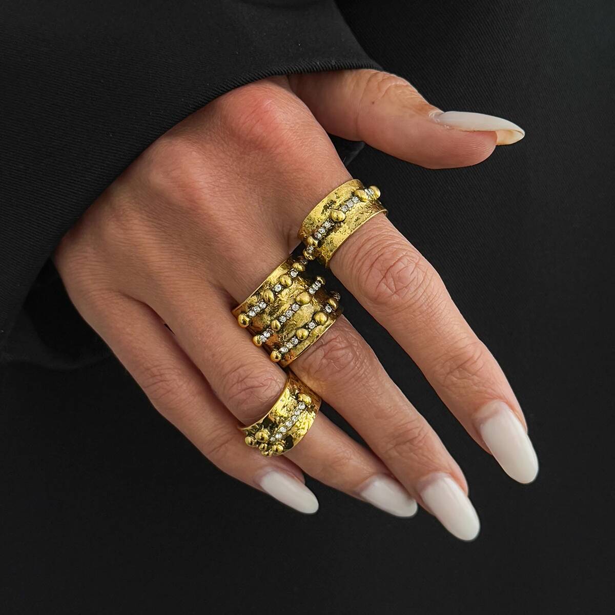 Ingemark 3Pcs Vintage Inlay Rh - Vintage Punk Knuckle Rings Set 评论和价格