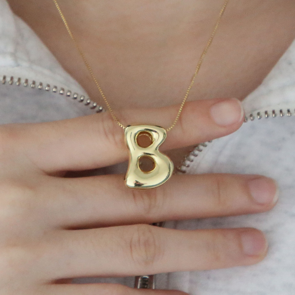 Creative A-Z Balloon Bubble Le - Initial Letter Necklace 18K Gold 评论和价格