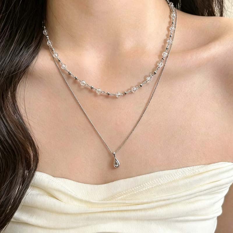 New Fashion Water Droplet Pend - Layered Pendant Necklace Aesthetic 评论和价格