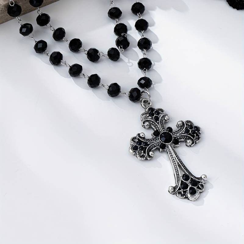 Y2K Grunge Gothic Layered Cros - Layered Pendant Necklace Aesthetic 评论和价格