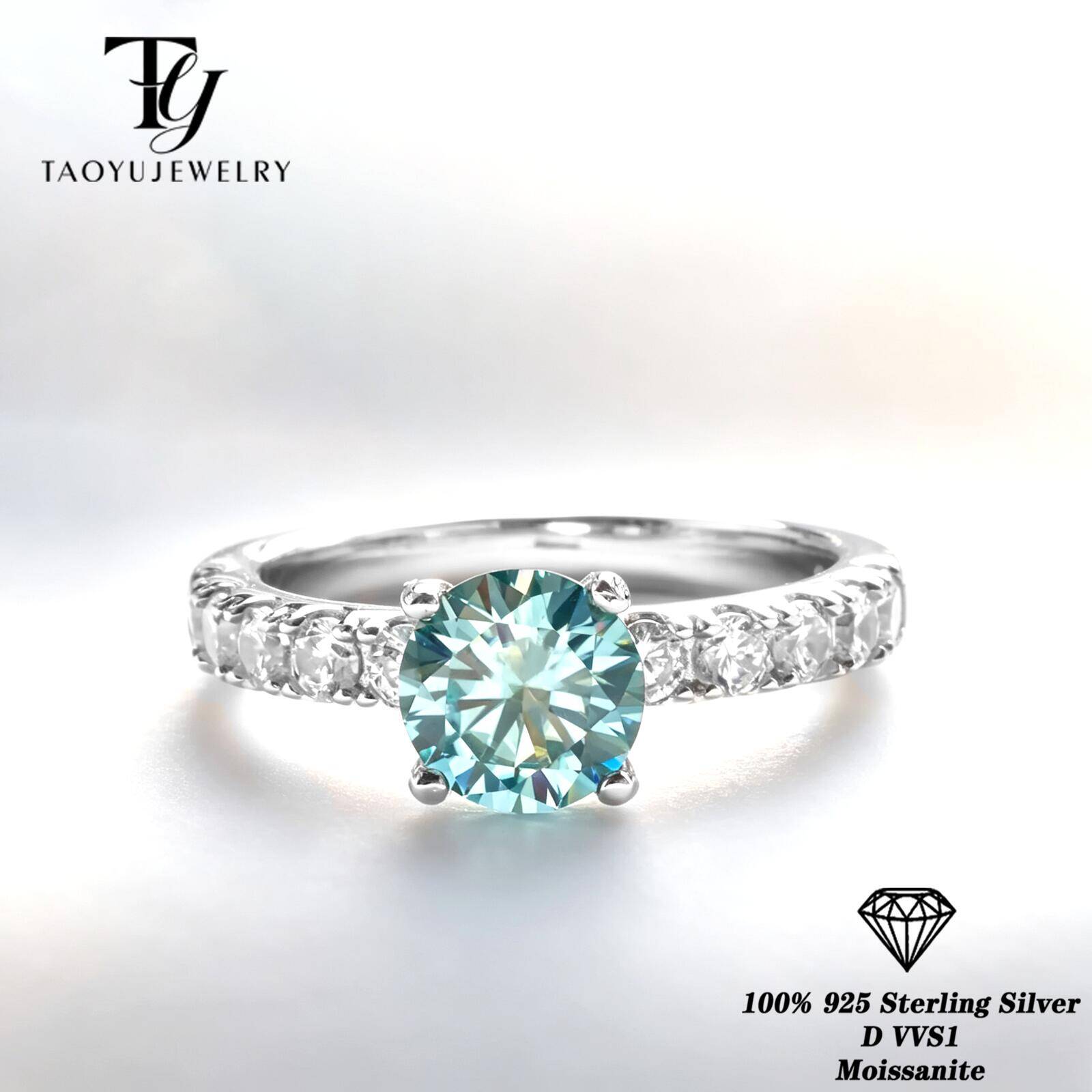 Classic 1 Carat Blue Color Moi - Moissanite Engagement Ring 1 Carat 评论和价格